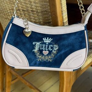 NWOT Juicy Couture Heritage Shoulder Bag Regal Blue Dusty Blush Y2K